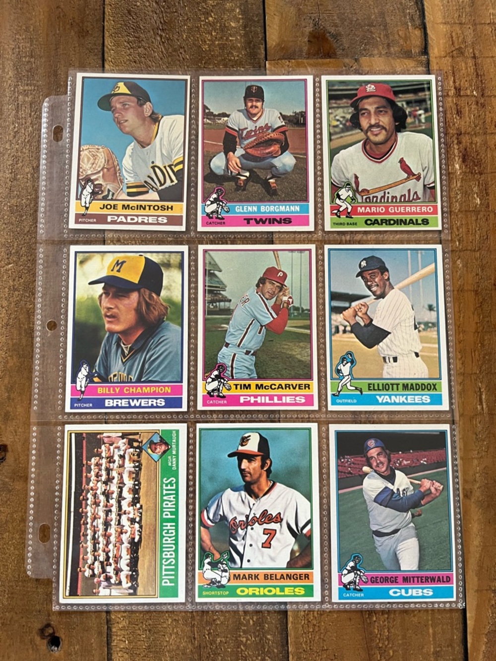 Topps Vintage 1976 Baseball Cards - set of 9